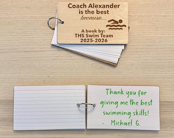 Custom Swim Coach Gift Book, Personalized Swimming Coach Thank You Gift, Swim Coach End Of Season Gift, Swimming Teacher Gift
