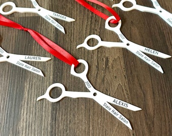 Personalized Hair Dresser Scissors Ornament | Custom Hairstylist Ornaments | Hair Salon Christmas Gifts | Cosmetology Gifts