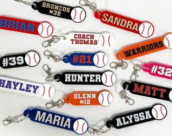 Baseball Personalized Keychain Tag, Baseball Keychain Team Gifts, Custom Baseball Name Bag Tag Gift