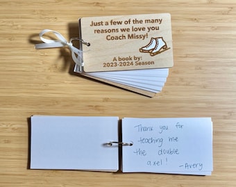 Wood Personalized Ice Skating Coach Gift Book, Figure Skating Coach Thank You Gift, Ice Skate Team Coach End Of Season Gifts