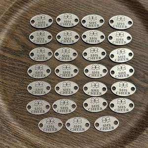 Silver Personalized Cheer Bow Shoe Charms, Customizable Cheer Team Gifts, Cheer Gifts, Cheer Coach Competition Gift Shoe Charm