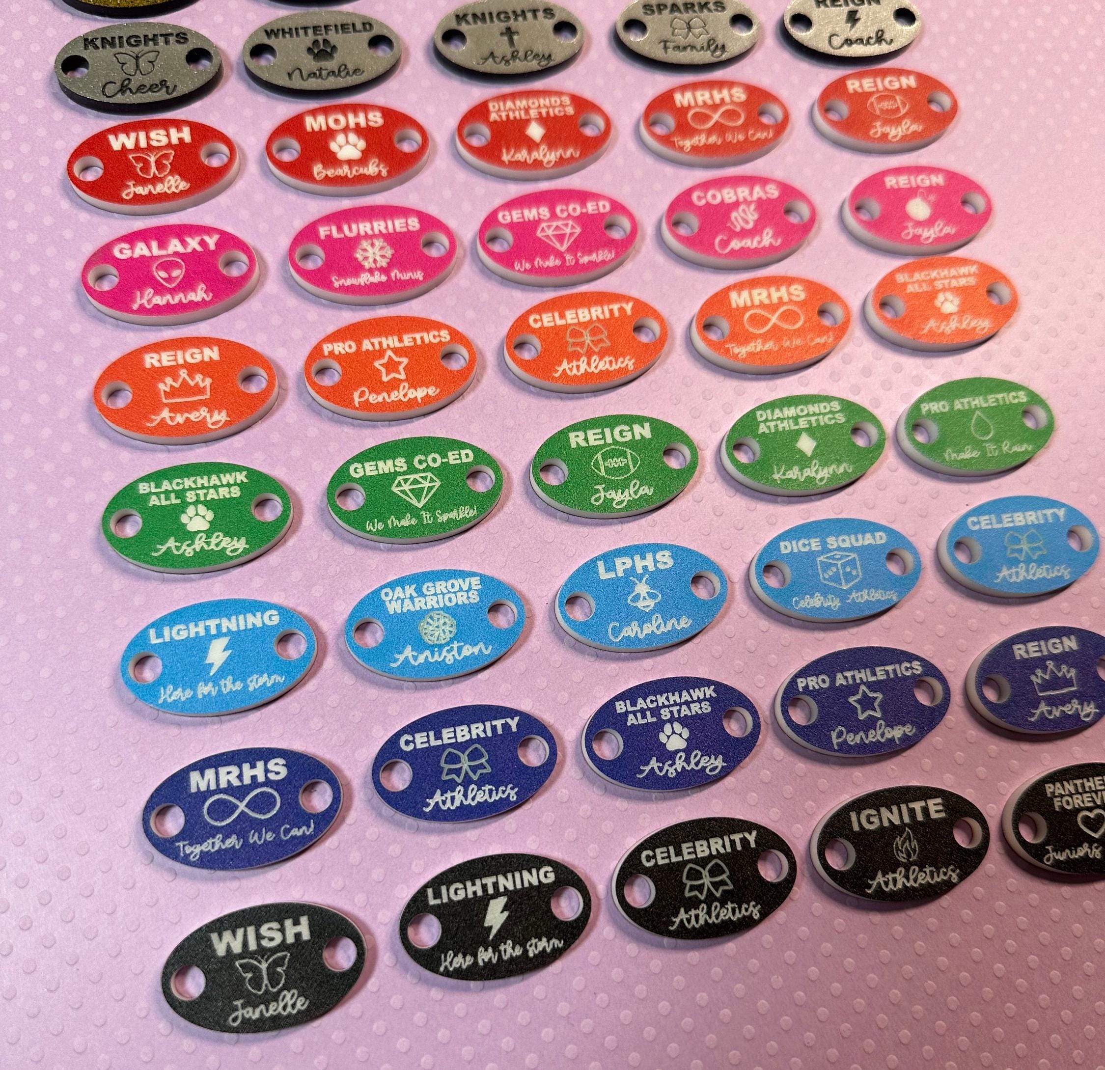 Custom COLOR Personalized Cheer Shoe Charms, Customizable Cheer