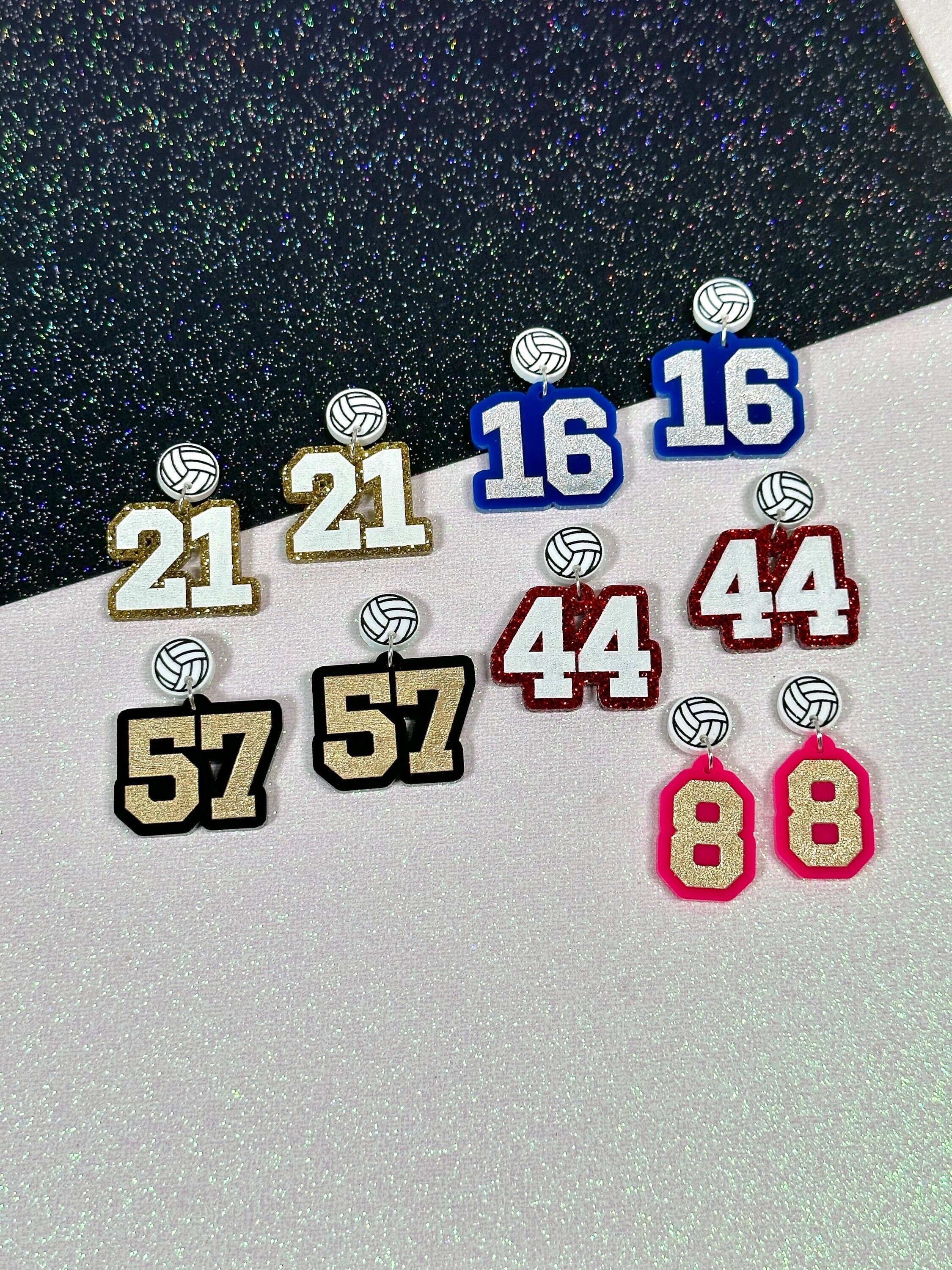 Volleyball Player Number Earrings, Volleyball Team Spirit Custom Earrings, Custom Volleyball Mom Earrings, Volleyball Team Gifts