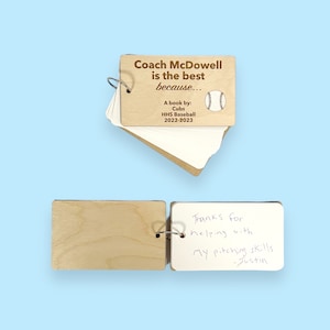 Baseball Coach Gift Personalized Wood Book, Baseball Coach Thank You Gift, Teeball Team Coach End Of Season Gifts