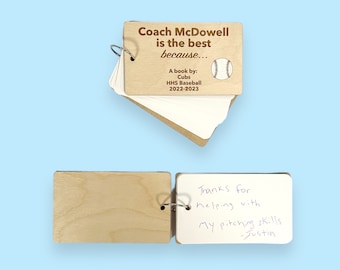 Baseball Coach Gift Personalized Wood Book, Baseball Coach Thank You Gift, Teeball Team Coach End Of Season Gifts