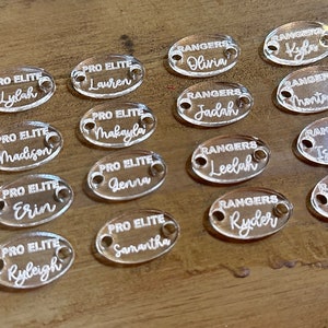 CLEAR Amuletos de zapatos de porristas personalizados, regalos de porristas personalizables, regalos del equipo de porristas, regalos de competición de porristas, encanto de zapatos
