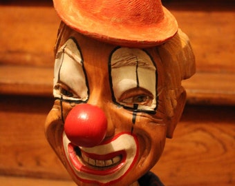 Hand carved wooden clown