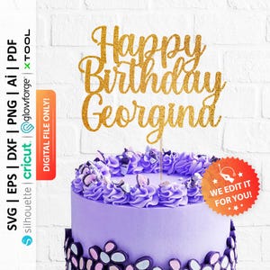 Benutzerdefinierte alles Gute zum Geburtstag Cake Topper svg, Name Cake Topper svg, Laser Cut File Cake Topper - PD0065