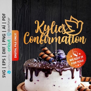 Personalized Confirmation Cake Topper Svg, Confirmation Topper, Religious Topper, God Bless Cake Topper, Confirmation Decor - PD0472