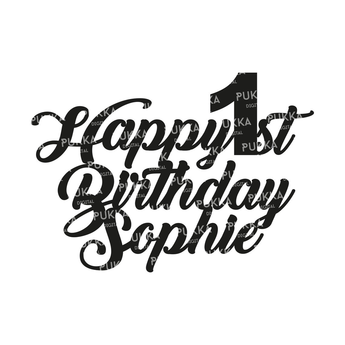 Personalised Happy Birthday 1 Cake Topper Svg 1st Birthday Etsy