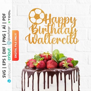 Personalized Football Cake Topper Svg, Soccer Cake Topper Svg, Soccer Player Cake Topper, Custom Name Football Birthday Theme - PD0686