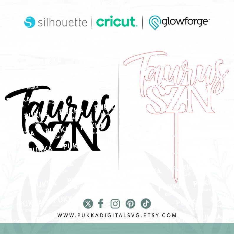 Taurus Cursive Taurus SZN Zodiac Cake Topper Svg, Vintage Heart Charm, Astrology Decor ...