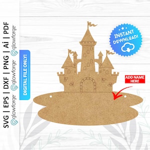 Castle Kids Bedroom Door Hanger Svg, DIY Paint Kit Svg, Princess Wall Decoration, 2 Alternative Castle Sign Svg, Glowforge Cut File - PD0018