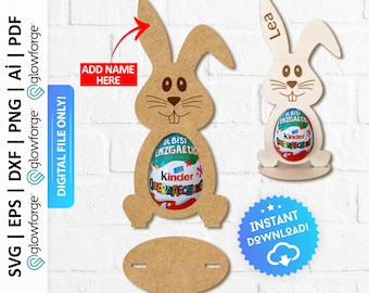 Easter Egg Holder Svg, Bunny Egg Holder Svg, Rabbit Egg Holder Stand Svg, Happy Easter Svg, Laser Cut File - PD0431