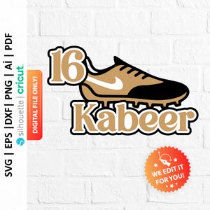 Custom Football Soccer Shoes Cake Topper Svg, Sport Shoes Clipart, Football Theme Party Decor, Football Png - PD0553