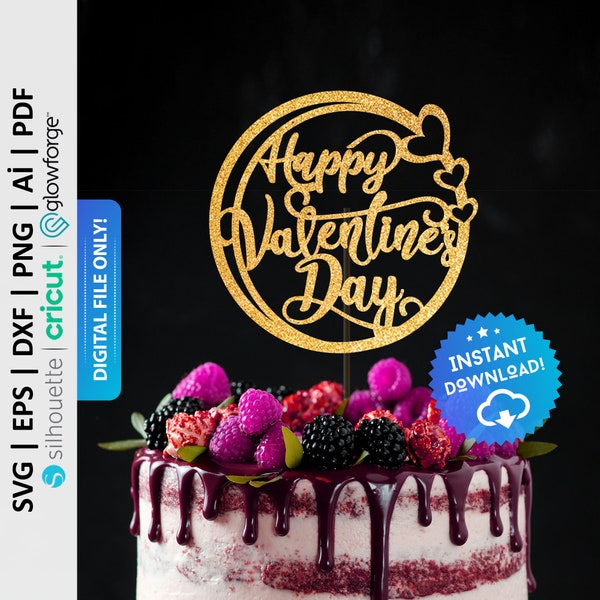 Happy Valentine's Day Cake Topper Svg, Valentines Day Cake Topper Png, Happy Valentines Day Sign, Día De San Valentin - PD0003