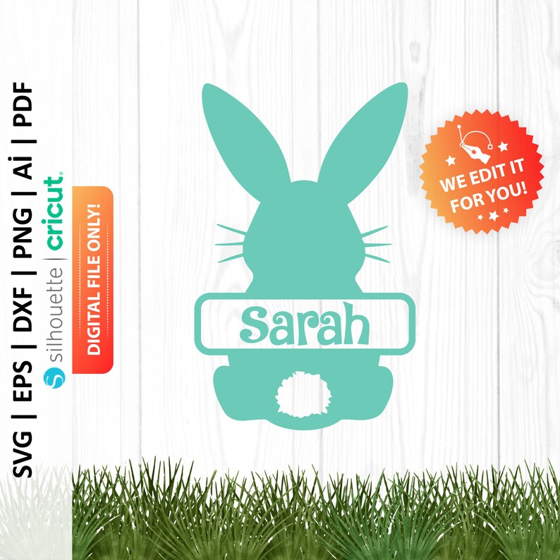 Easter Bunny Custom Name Svg Personalized Easter Monogram Etsy