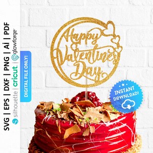 Happy Valentine&#39;s Day Cake Topper Svg, Valentines Day Cake Topper Png, Happy Valentines Day Sign, Día De San Valentin - PD0003