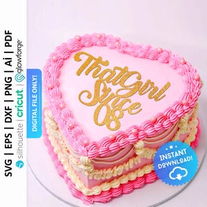 That Girl Since 08 Cake Topper Svg, Heart Cake Charm, Script Cake Charm, That Girl Since Birthday Cake Charm Png - PD0610