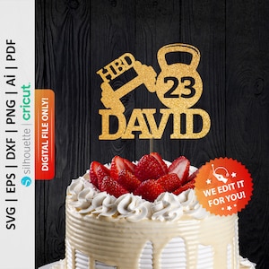 Gym Cake Topper Svg, Custom Trainer Cake Topper, Lifting Cake Topper, Fitness Cake Topper, Weightlifting Personalized Cake Topper - PD0437