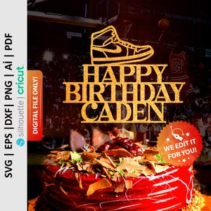 Alles Gute zum Geburtstag Cake Topper svg, personalisierte Happy Birthday Cake Topper svg, Benutzerdefinierte Basketball Theme Party Decor, Sport Topper svg - PD0356