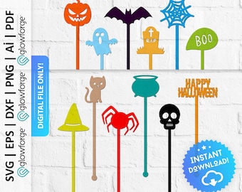 Halloween Drink Stirrers SVG, Party Cocktail Decorations (Digital Download) - PD0633