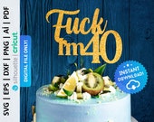 Kuchenaufsatz Zum 40. Geburtstag – Spruch '40 Is Fine When You Look 29', Schwarz, 16,5x13,7 Cm