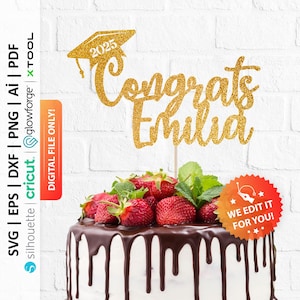 Svg casquette de félicitations personnalisé, décoration de gâteau Png 2025, Graduation 2025, Svg 2025 diplômé, Svg senior, promotion 2025 Png - PD0041