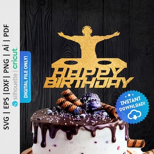 Topper de pastel de Dj, topper de pastel de Disk Jockey, topper de pastel de cumpleaños de Dj, decoraciones de fiesta de Dj, topper de pastel de música, topper de tema de Dj- PD0169