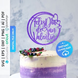 Feliz Día De San Valentin Cake Topper Svg, Feliz Dia Dos Namorados Cake Topper Svg, Dia Dos Namorados Png, Feliz Dia Dos Namorados Camiseta - PD0011