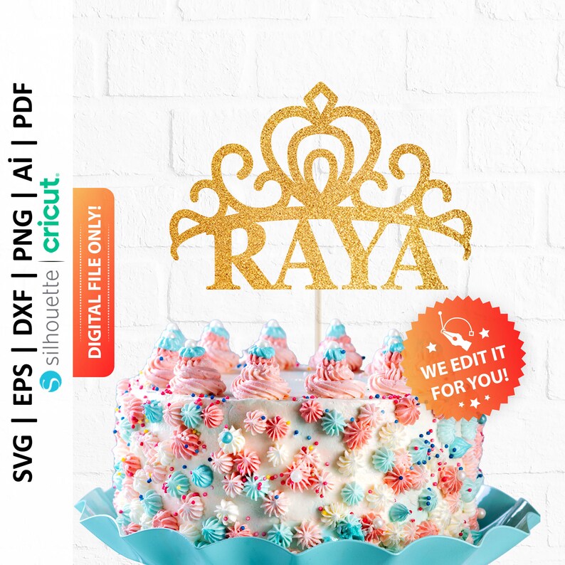 Custom Princess Crown Cake Topper Svg Happy Birthday Cake - Etsy