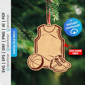 Basketball Christmas Ornament Svg, Basketball Player Sport Ornament Svg, Basketball Ornament Laser Cut File, Christmas Ornament Svg - PD0469