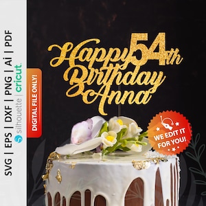 Personalisierte alles Gute zum Geburtstag Cake Topper svg, Jeder NAME und ALTER, Benutzerdefinierte Cake Topper svg, digitale Datei - PD0017