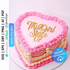 That Girl Since 07 Cake Topper Svg, Heart Cake Charm, Script Cake Charm, That Girl Since Birthday Cake Charm Png - PD0554
