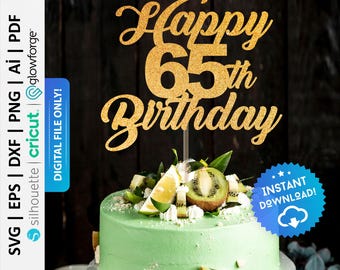 Alles Gute zum 65. Geburtstag Cake Topper Aufnäher, 65 Geburtstag Tortendeko, Happy 65 Birthday Cake Topper, 65 Geburtstag Birthday Cake Topper - PD0174