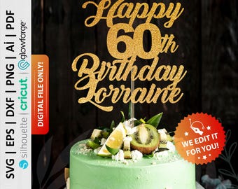60 Jahre Geburtstag Tortenfigur Tortenstecker personalisiert, 60 Jahre Party: Digitaler Download - PD0027