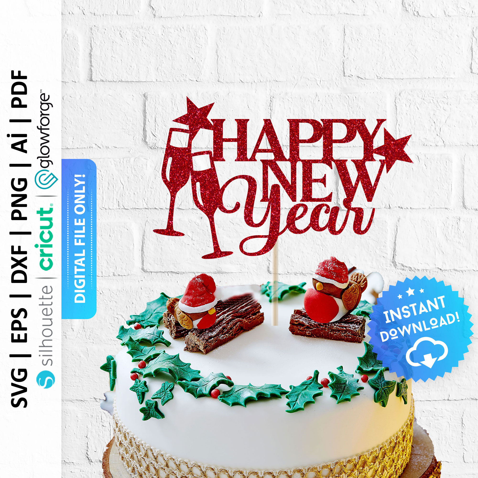 Hello 2024 cake topper SVG, Happy New year 2024he SVG