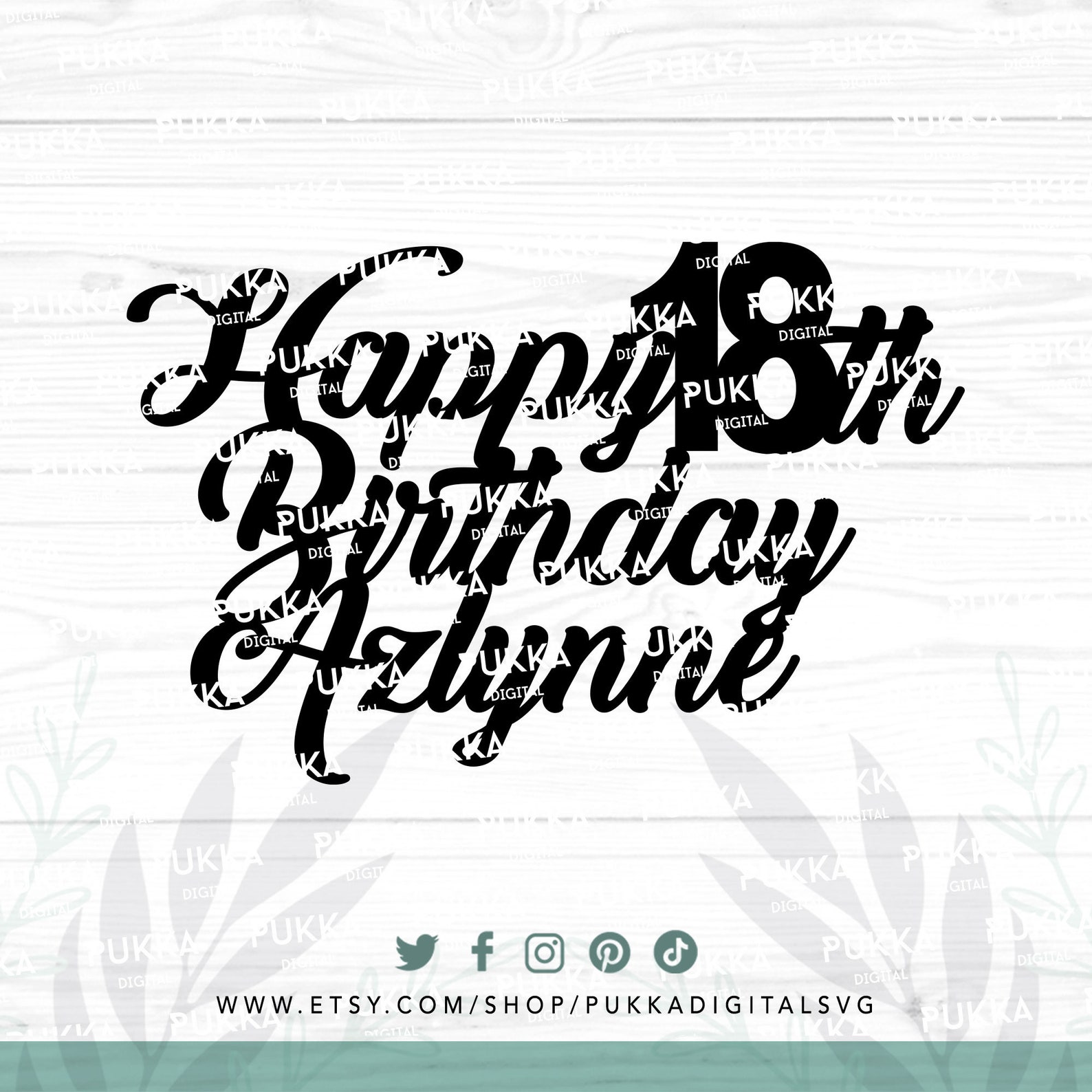 Happy 18th Birthday Personalized Cake Topper Svg, Eighteenth Party ...