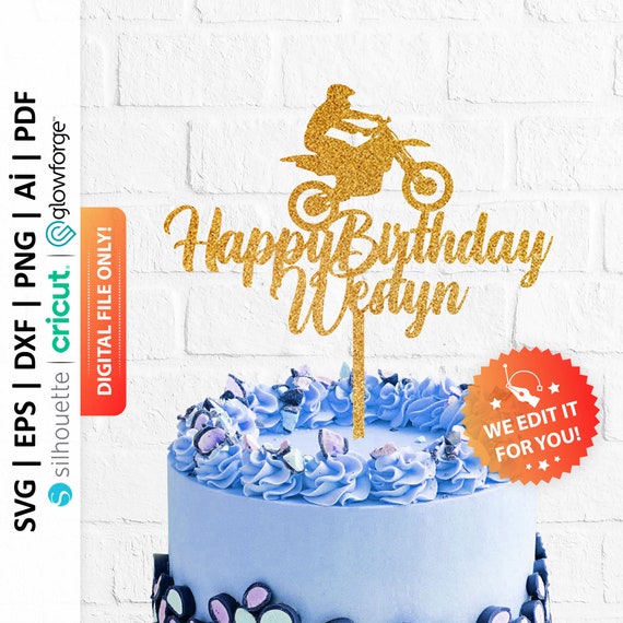 Lot de 25 décorations de gâteau d'anniversaire en forme de moto pour garçons, filles, hommes