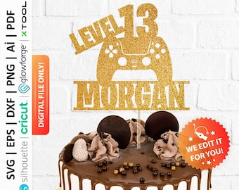 Video Game Themed 21st Birthday Cake Topper Set - Happy 21th Level Decor With Balloons For Gamer Party