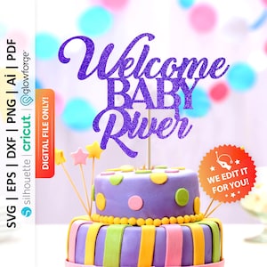 Topper per torta di benvenuto personalizzato per bambini in formato Svg, Topper per torta per baby shower, Topper per torta per bambini Png, Topper per torta di benvenuto per bambini personalizzato in formato Svg - PD0106