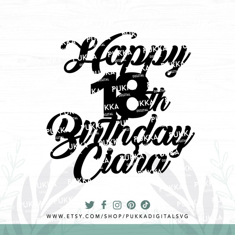 Happy 18th Birthday Personalized Cake Topper Svg Eighteenth - Etsy