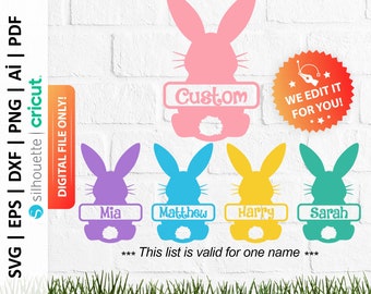 Osterhase benutzerdefinierter Name SVG, personalisierte Ostern Monogramm Plotterdatei, Bunny Name Frame svg, Osterdesign