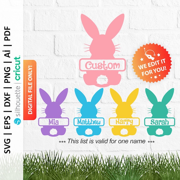 Easter Bunny Custom Name Svg, Personalized Easter Monogram Svg, Bunny Name Frame Svg, Easter Svg, Rabbit Svg, Bunny Monogram Svg - PD0160