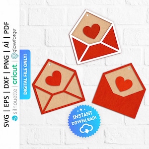 Valentine Tags Svg File, Happy Valentine Day Svg, Valentine Laser File, Heart Svg, Laser Cut File - PD0013