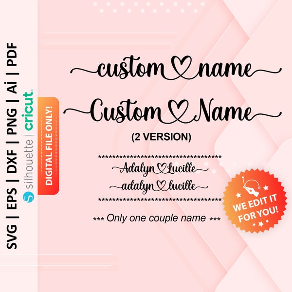 Custom Name Png, Custom Name Svg, Personalized Text Svg, Couple Name Cut File, Custom Name Calligraphy - PD0068