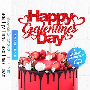 Happy Galentines Day Kuchen Topper, Happy Galentine's Day, Valentinstag Laser Ausschnitt dafür, Valentine Png, Valentine Topper - PD0531