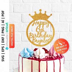 Personalisierter Cake Topper NAME / ALTER Alles Gute zum Geburtstag Tortendeko - PD0341