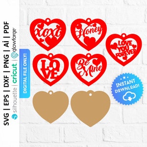 Feliz Día de San Valentín Adorno SVG Paquete, Decoración del Día de San Valentín, Miel Svg, Xoxo Svg, Amor Svg, Ser Mío Svg, Corazón Rojo Svg - PD0091