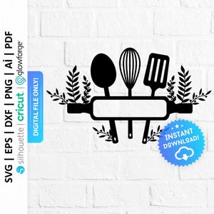 Kitchen Split Frame Svg, Cooking Svg, Kitchen Monogram Svg, Kitchen Cut File, Kitchen Decor, Baking Cricut Svg, Kitchen Clipart - PD0001